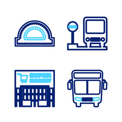 Poster - Set line Bus, Supermarket building, stop and Protractor grid icon. Vector