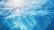 Water surface texture with bubbles and splashes that is defocused blurring transparent blue in color. Trendy abstract background of nature. The sea ripples in the sunlight