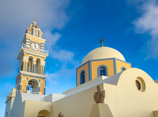 Poster - St. John the Baptist Cathedral, Fira, Santorini (officially Thira and Classical Greek Thera) island, Cyclades islands, Aegean Sea, Greece