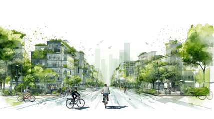 Wall Mural - urban design and sustainable design city planner illustration sustainable city