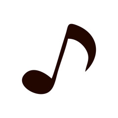 Wall Mural - Music note icon. Vector illustration flat design. Musical and Sound concept. Clip art for logo Design, T-shirt print. Black and white element isolated on white.