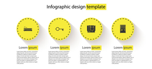 Poster - Set Video game console, Ancient key for, Cartridge and Computer. Business infographic template. Vector