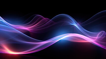 Wall Mural -  a blue and pink wave of light on a black background with a reflection of light on the side of the wave.