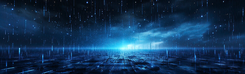 dark blue fantasy landscape, star rain. generation ai