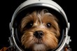 Adorable and playful space dog wearing an astronaut suit, ready for galactic adventures