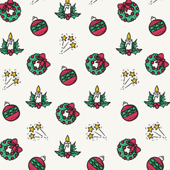 Sticker - Christmas and New Year seamless pattern
