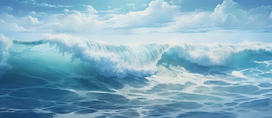  The Majestic Power of the Sea: A Captivating Painting of a Massive Ocean Wave Created With Generative AI Technology