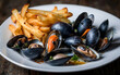 Capture the essence of Moules-Frites - Belgium in a mouthwatering food photography shot Generative AI