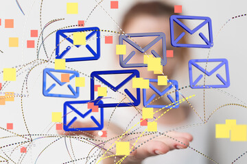 Poster - Hand with an email icon 3d