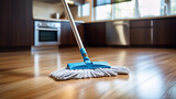 Fototapeta Pokój dzieciecy - Efficient Mop Cleaning Hardwood Floors. ai generative
