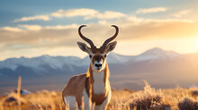 Close Up Photo Of Pronghorn Antelope On The Prairie