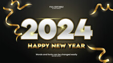 Editable 3d Text Effect Happy New Year 2024