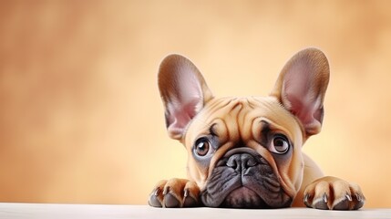Poster - Portrait of cute puupy of French Bulldog ying on back isolated over white studio background. Pretty muzzle. Playful dog. Concept of domestic animal, pet, vet, friendship. Copy space for ad