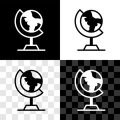 Canvas Print - Set Earth globe icon isolated on black and white, transparent background. Vector