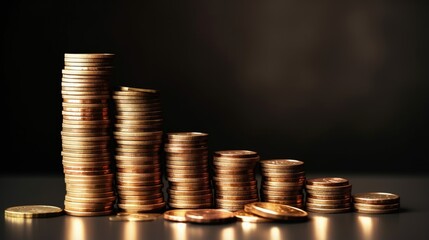 Poster - coin stack with growth chart for financial and banking concept. investing economic growing.