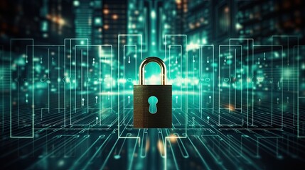 Aufkleber - internet digital security technology concept for business background. Lock protect data