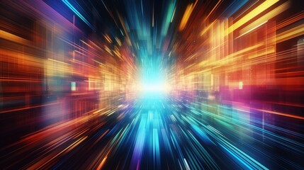 Leinwandbilder - colorful geometric speed line abstract technology background represent big data stream in cyber space.