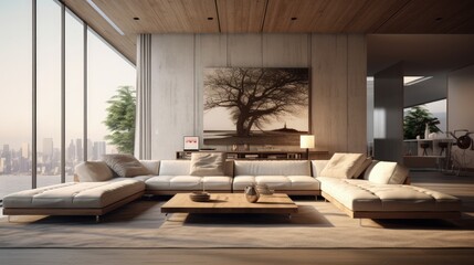 Aufkleber - Modern spacious lounge or living room interior