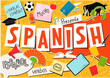 Spanish. Language collage. Hablas Espanol? Hallo...Translation: 