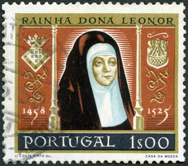 Wall Mural - PORTUGAL - 1958: shows Queen Leonor Rainha Dona Eleanor of Viseu (1458 - 1525), 1958