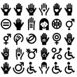© mockupzord - A collection of accessibility, gender, and diversity symbols in a simple black and white icon format