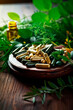 © Erik - Supplements with leaves and herbs - alternative medicine. Generative AI,
