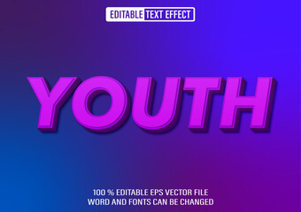 Aufkleber - Editable 3d text style effect - Youth embossed effect with colorful background template