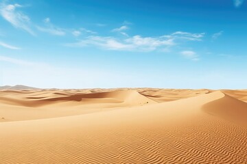 Poster - Blue desert dune adventure sand nature travel dry sahara sky yellow landscape