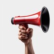 © Artur - In a white background, a hand is shown gripping a megaphone.