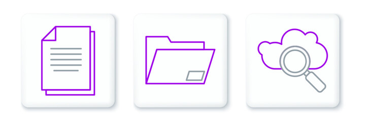 Poster - Set line Search cloud computing, Document and folder icon. Vector