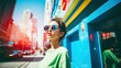 © Royal Ability - Stylish, dynamic woman in sunglasses strikes a striking pose on the city street.