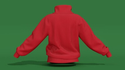 Wall Mural - Knitted red Christmas sweater with snowflake. Abstract loop animation