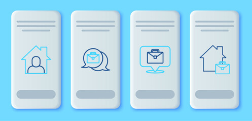 Poster - Set line Online working, and icon. Vector