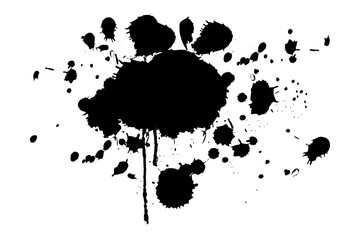 black ink splatter on white background