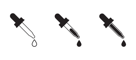 dropper icon set, pipette vector icon, eyedropper pictogram in flat design