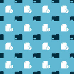 Poster - Set Document folder and Unknown document on seamless pattern. Vector
