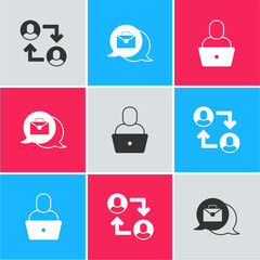 Sticker - Set Project team base, Online working and Freelancer icon. Vector