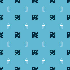 Wall Mural - Set Cheese and Baby milk in a bottle on seamless pattern. Vector