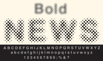 Sticker - vector grunge stain dotted old newspapers raster font