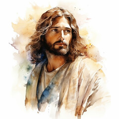 Wall Mural - jesus cristo em arte aquarela 