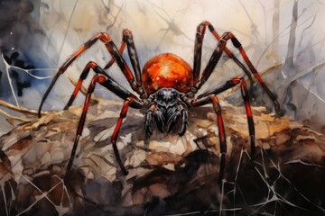 Wall Mural - watercolor Spider insect spider watercolor illustration