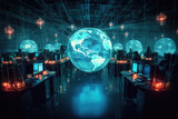 Fototapeta Przestrzenne - Global network security