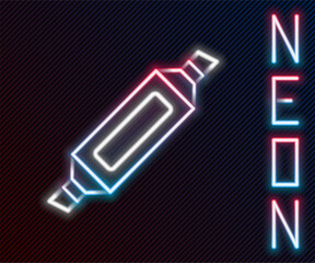 Poster - Glowing neon line Marker pen icon isolated on black background. Colorful outline concept. Vector