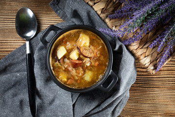 Canvas Print - Traditional russian sour cabbage soup