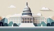 Flat illustration of the United States Capitol building icon in Washington DC. Generative AI.