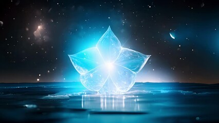 Wall Mural - a spark of cosmic energy suspends in the night sky encapsulated in a brilliant star silently offerin