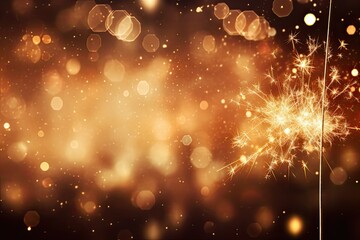 Poster - Christmas and New Year party background with sparkler and bokeh lights, Sparkler New Year Background, AI Generated