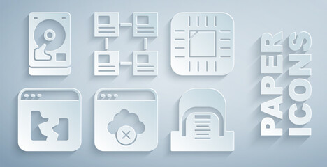 Poster - set failed access cloud storage, processor with cpu, broken file, hangar servers, hierarchy organogr