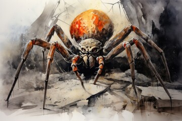 Wall Mural - watercolor Spider insect spider watercolor illustration