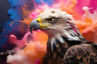 Farbwolke mit einem Adler als Zeichen für ein gorleiches Raubtier